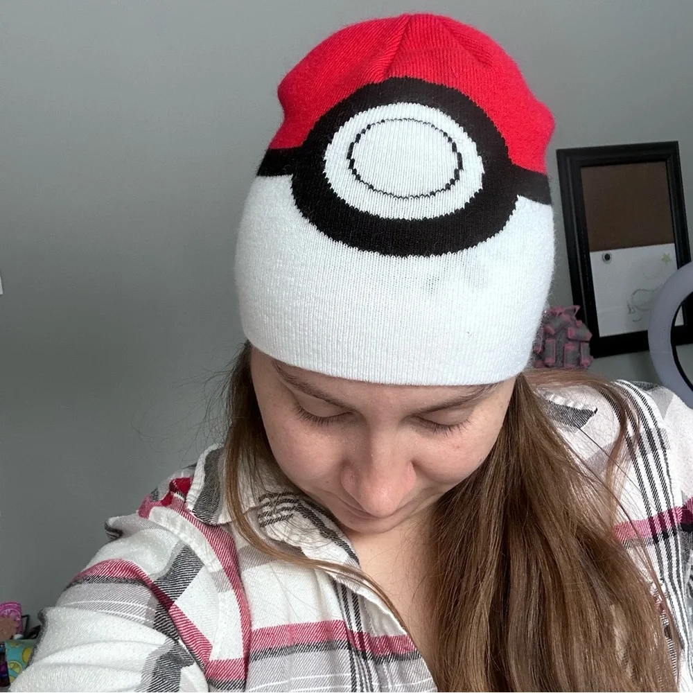Pokemon | Red and White Pokeball Beanie Hat | Size One Size Fits Most